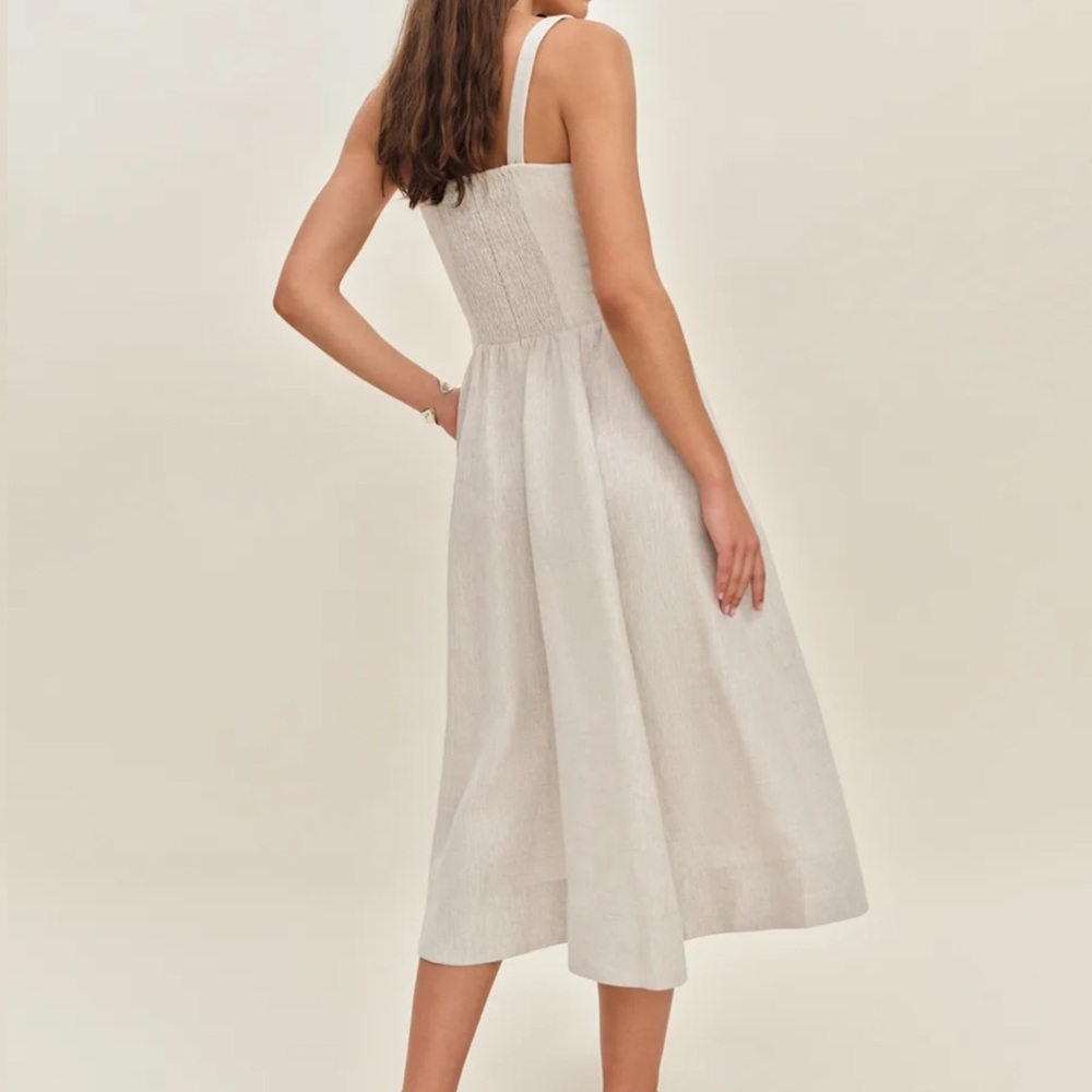 Reformation Janu Linen Dress Oatmeal